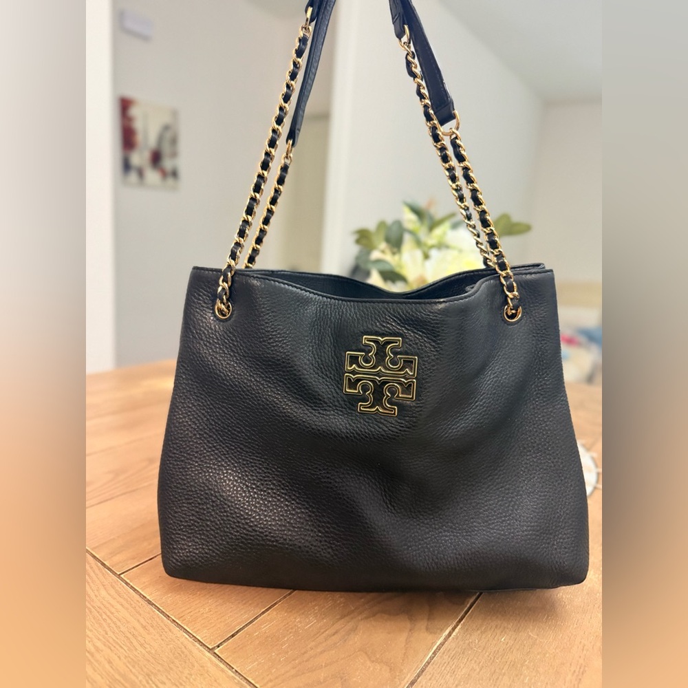 Tory Burch Black Shoulder Bag with Gold Accents